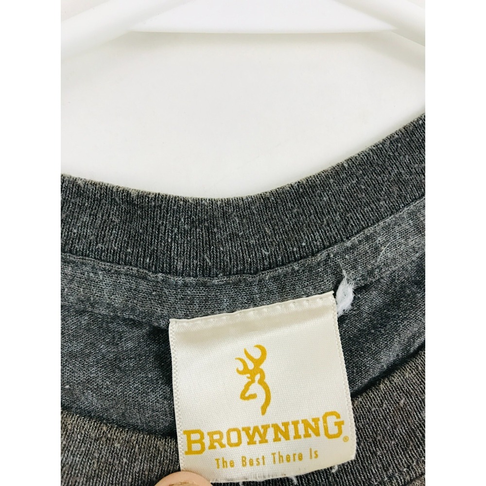 Browning T-Shirt Men's Size L Gray Short Sleeve Crewneck *Logo 1978 Hotrod Cross - Picture 5 of 7